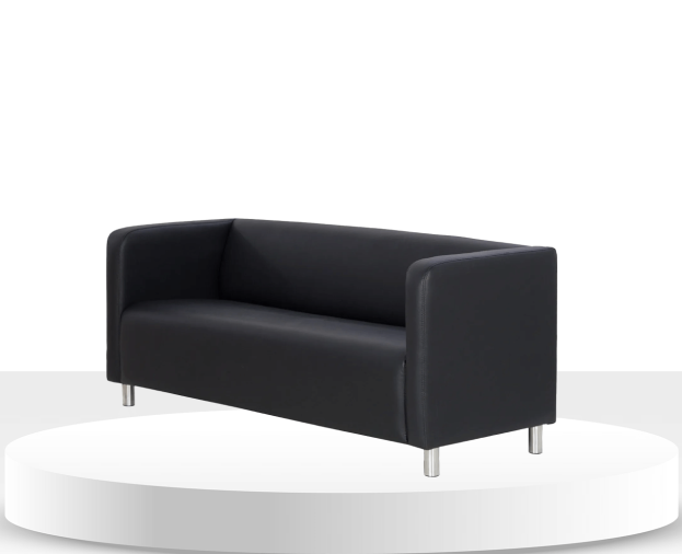 Sofá Hit Couro Preto c 3 Lugares / COD-501 - Foto 1