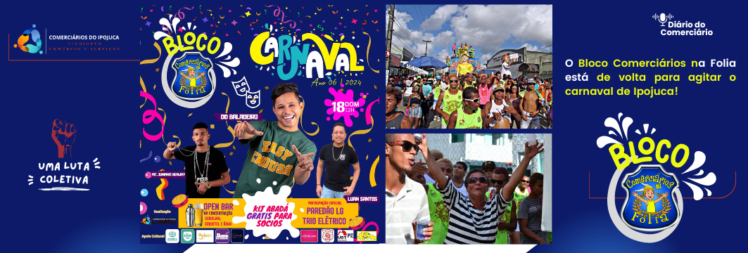 O Bloco Comerciários na Folia está de volta para agitar o carnaval de Ipojuca!