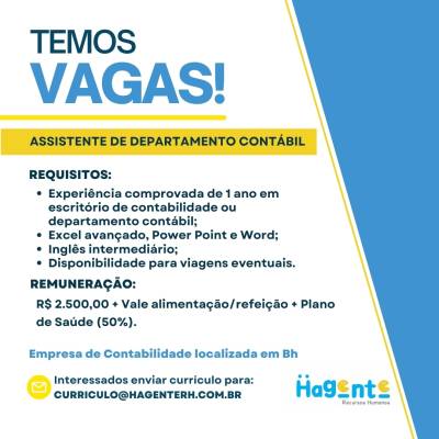 Assistente de Departamento Contábil - BH - Foto 1
