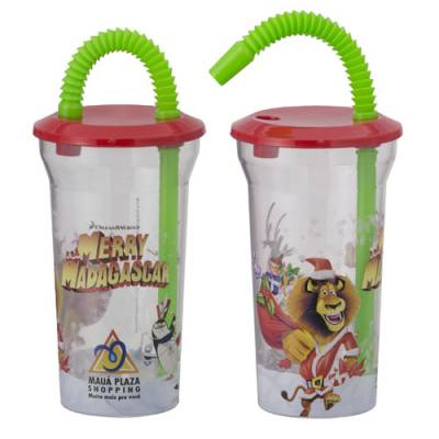 Copo 400 ml PS Cristal com Tampa e Canudo Sanfona - Foto 1