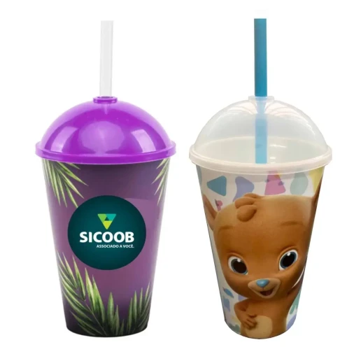 Copo 400 ml com Tampa Bola + Canudo - Foto 1
