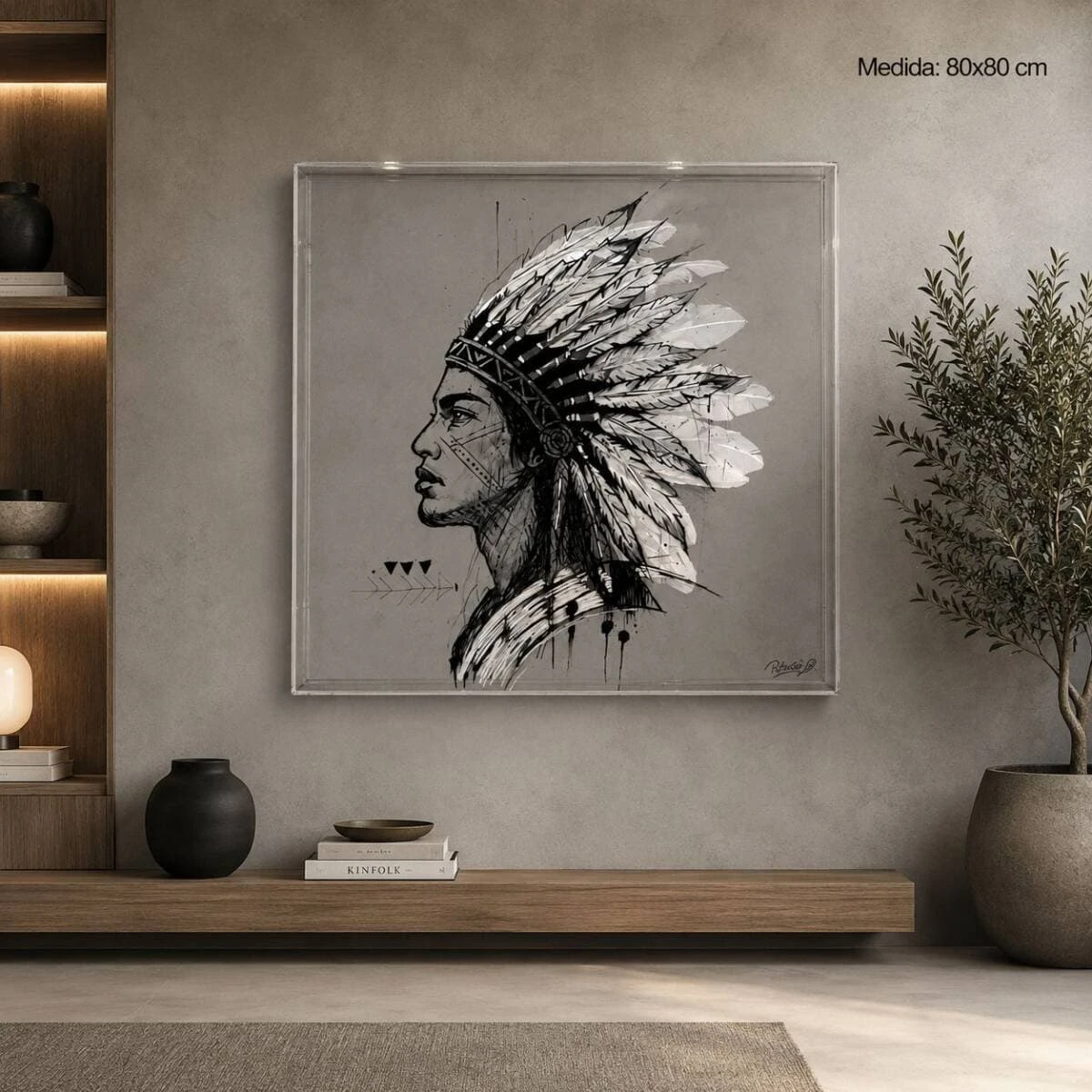 Arte Caixa Acrilico c/ Penas 80x80cm - R$ 3.990,00 - Foto 2