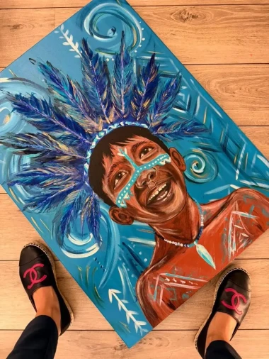 Arte Indigena Azul 80x60 cm. R$ 2.890,00 - Foto 1
