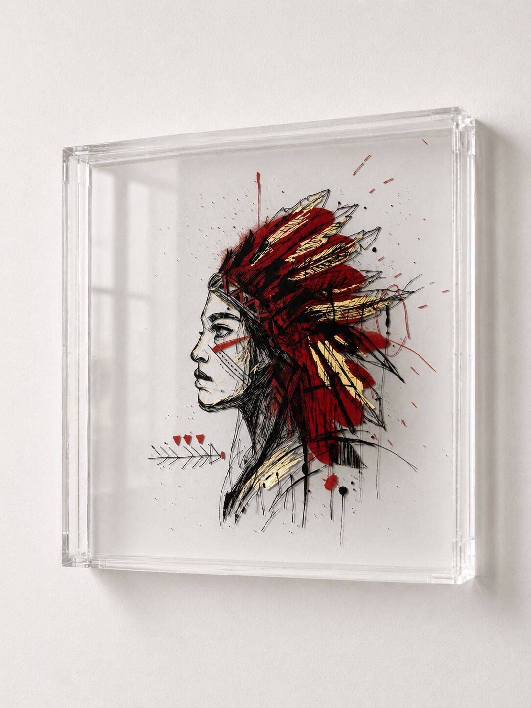 Arte Indígena na Caixa de Acrílico - 50x50 cm - Foto 2