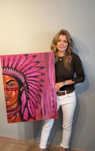 Arte Indigena Rosa 80x60 cm - R$ 2.890,00 - Foto 1