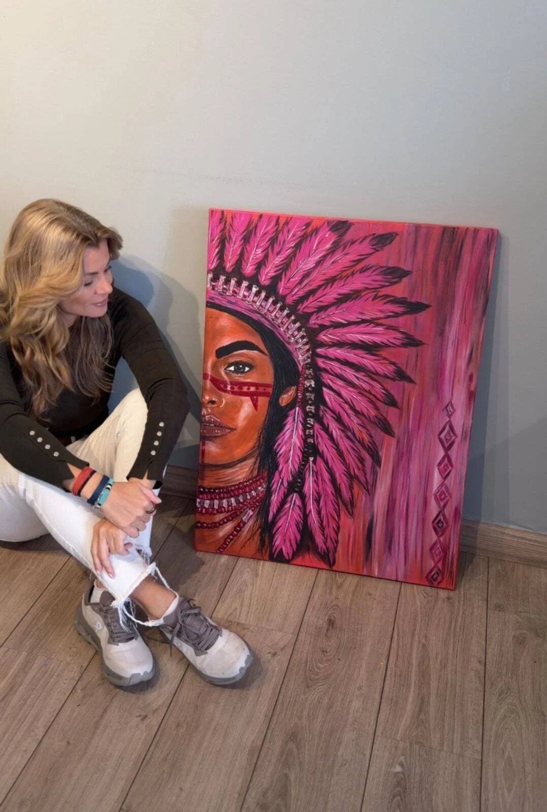 Arte Indigena Rosa 80x60 cm - R$ 2.890,00 - Foto 2
