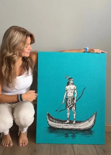 Arte Indigena Tifanny 80x60cm. R$ 2.890,00 - Foto 1