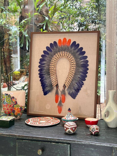 Quadro Cocar Azul. 85x70 cm. R$ 1.890,00 - Foto 1