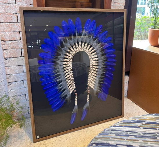 Quadro Cocar Azul 85x70 cm. R$ 1.790,00. - Foto 1