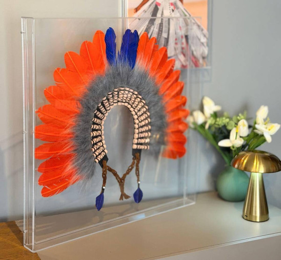 Quadro Cocar Caixa de Acrílico.65x65cm. R$ 1.690,0 - Foto 1