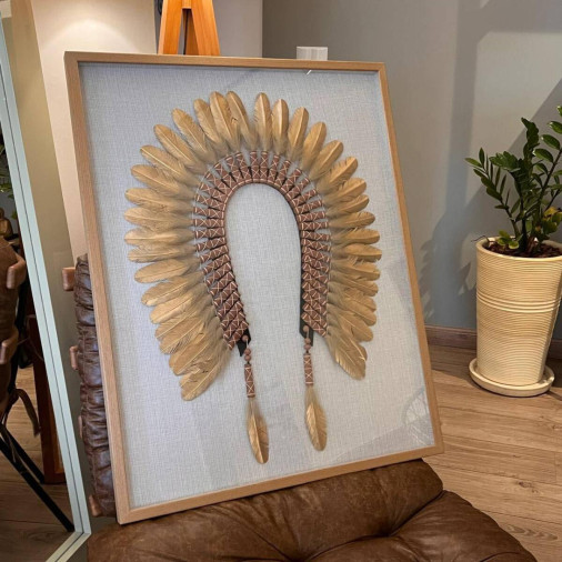 Quadro Cocar Dourado. 85x70 cm. R$ 1.890,00. - Foto 1