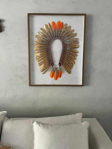 Quadro Cocar Dourado. 85x70 cm.R$ 1.790,00. - Foto 1