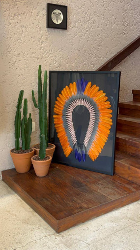 Quadro Cocar Laranja. 110x90 cm. R$ 2.390,00. - Foto 1