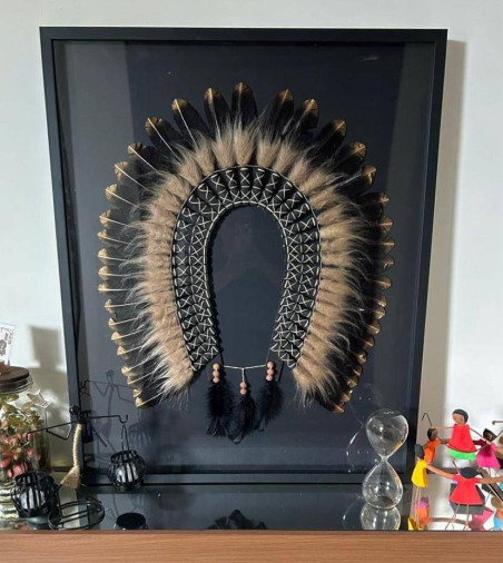 Quadro Cocar Preto. 85x70 cm. R$ 1.790,00. - Foto 1