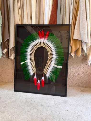 Quadro Cocar Verde. Medida 110x90. R$ 2.490,00. - Foto 1