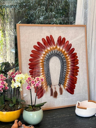 Quadro Cocar Vinho. 85x70 cm. R$ 1.890,00. - Foto 1