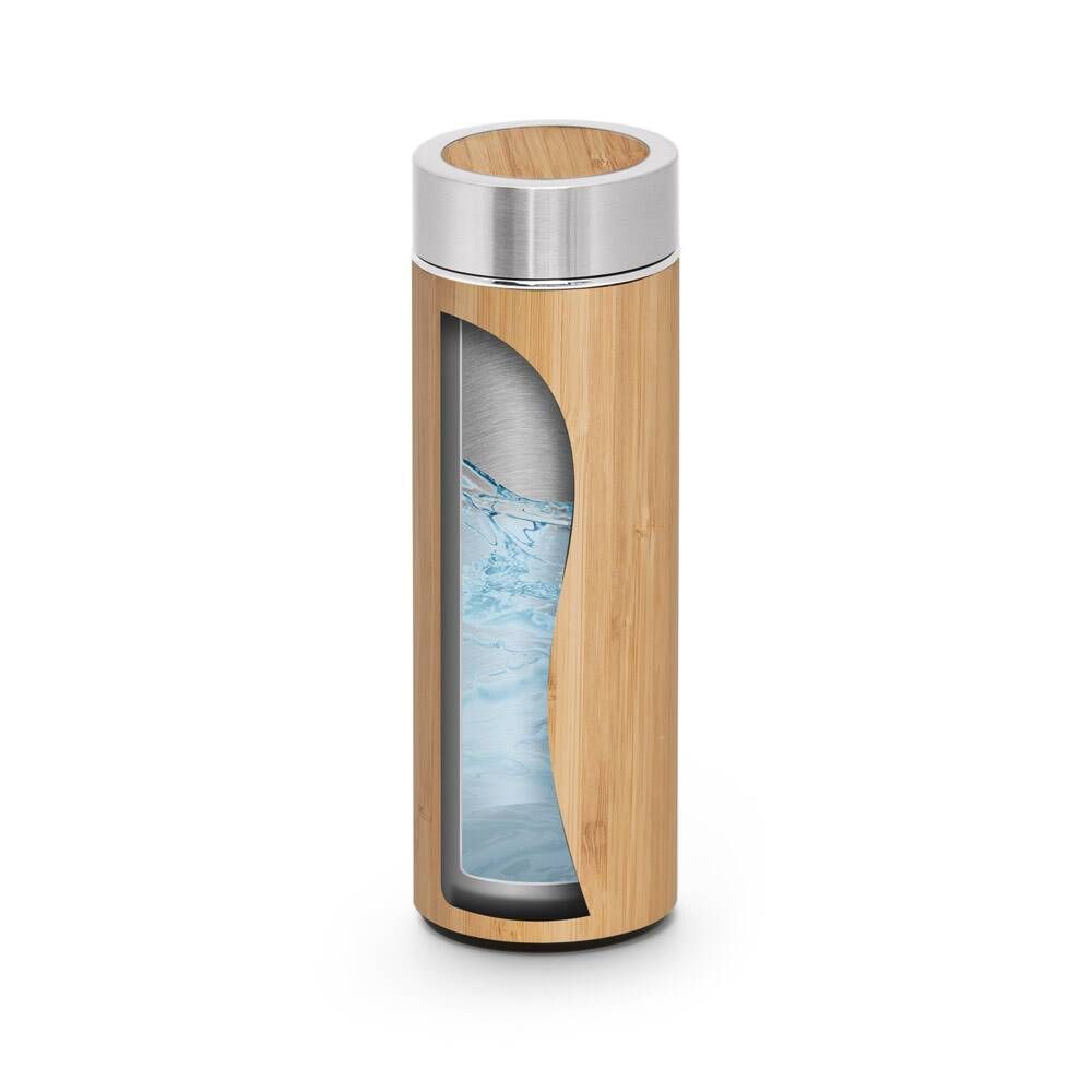 Squeeze térmica em bambu e aço inox 430 ml NATUREL - Foto 4