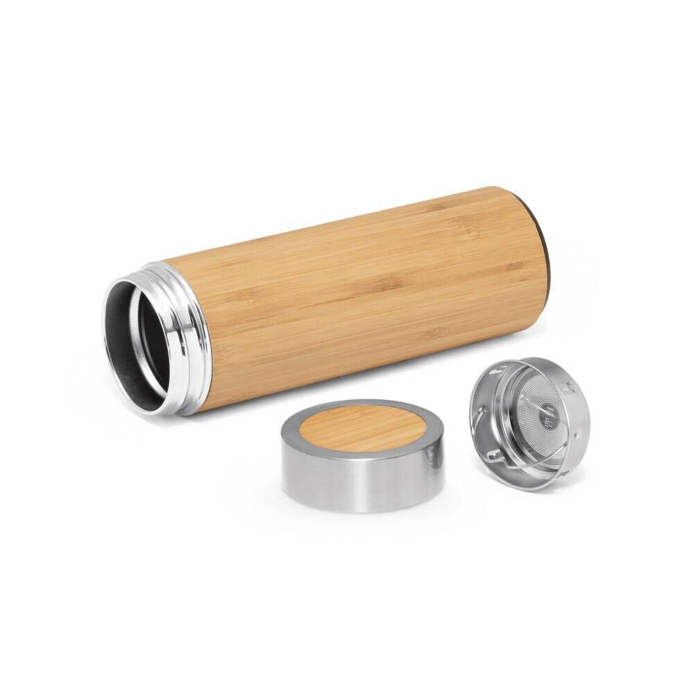Squeeze térmica em bambu e aço inox 430 ml NATUREL - Foto 7