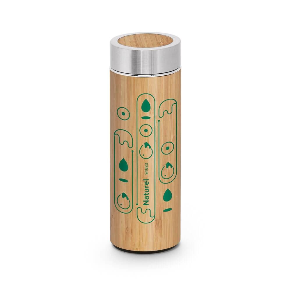 Squeeze térmica em bambu e aço inox 430 ml NATUREL - Foto 5