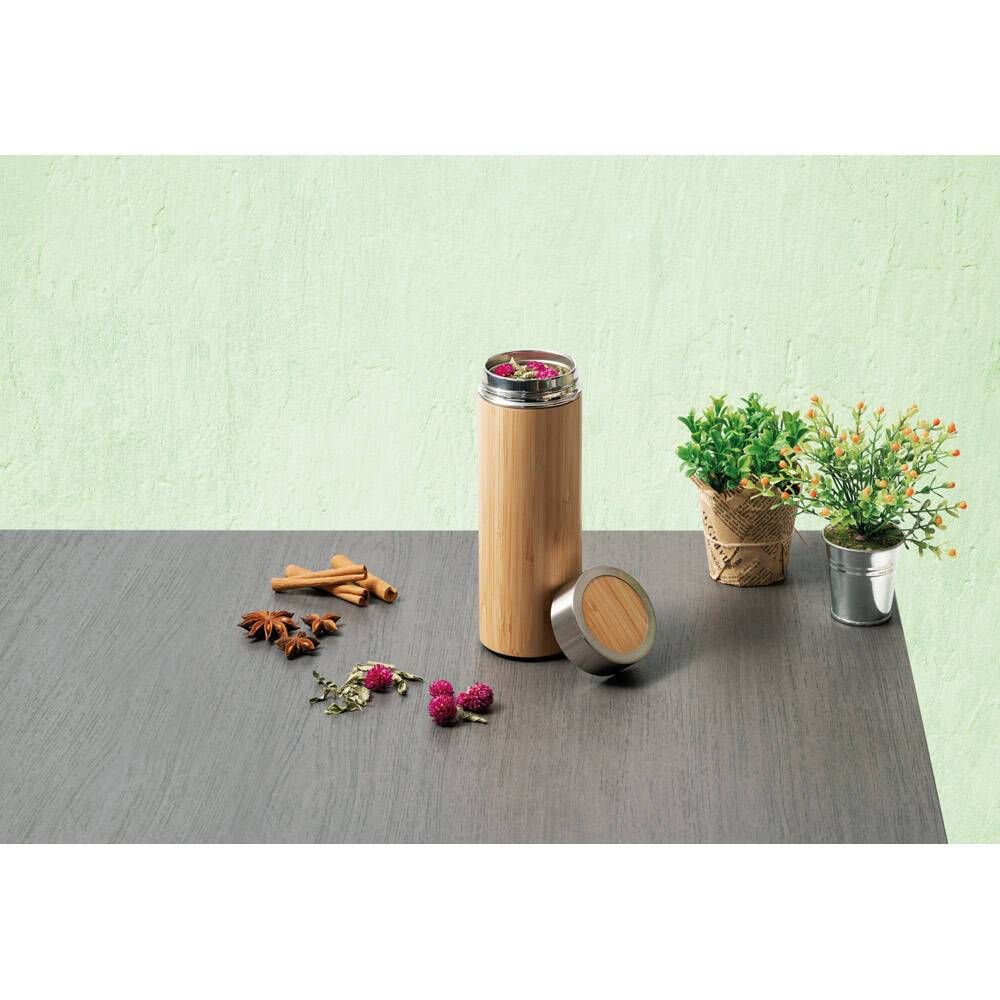 Squeeze térmica em bambu e aço inox 430 ml NATUREL - Foto 8