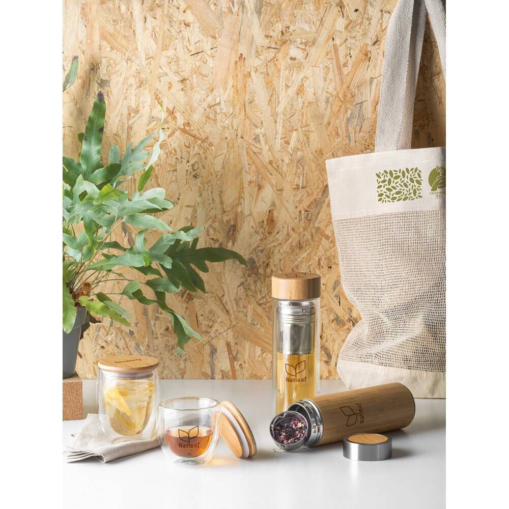 Squeeze térmica em bambu e aço inox 430 ml NATUREL - Foto 10