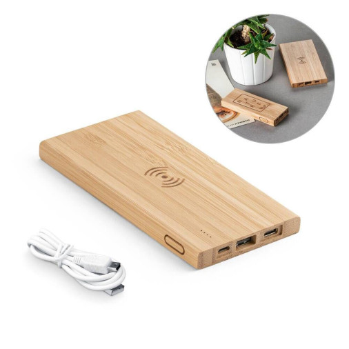Bateria portátil em bambu 5.000 mAh FITCH ECO - Foto 1