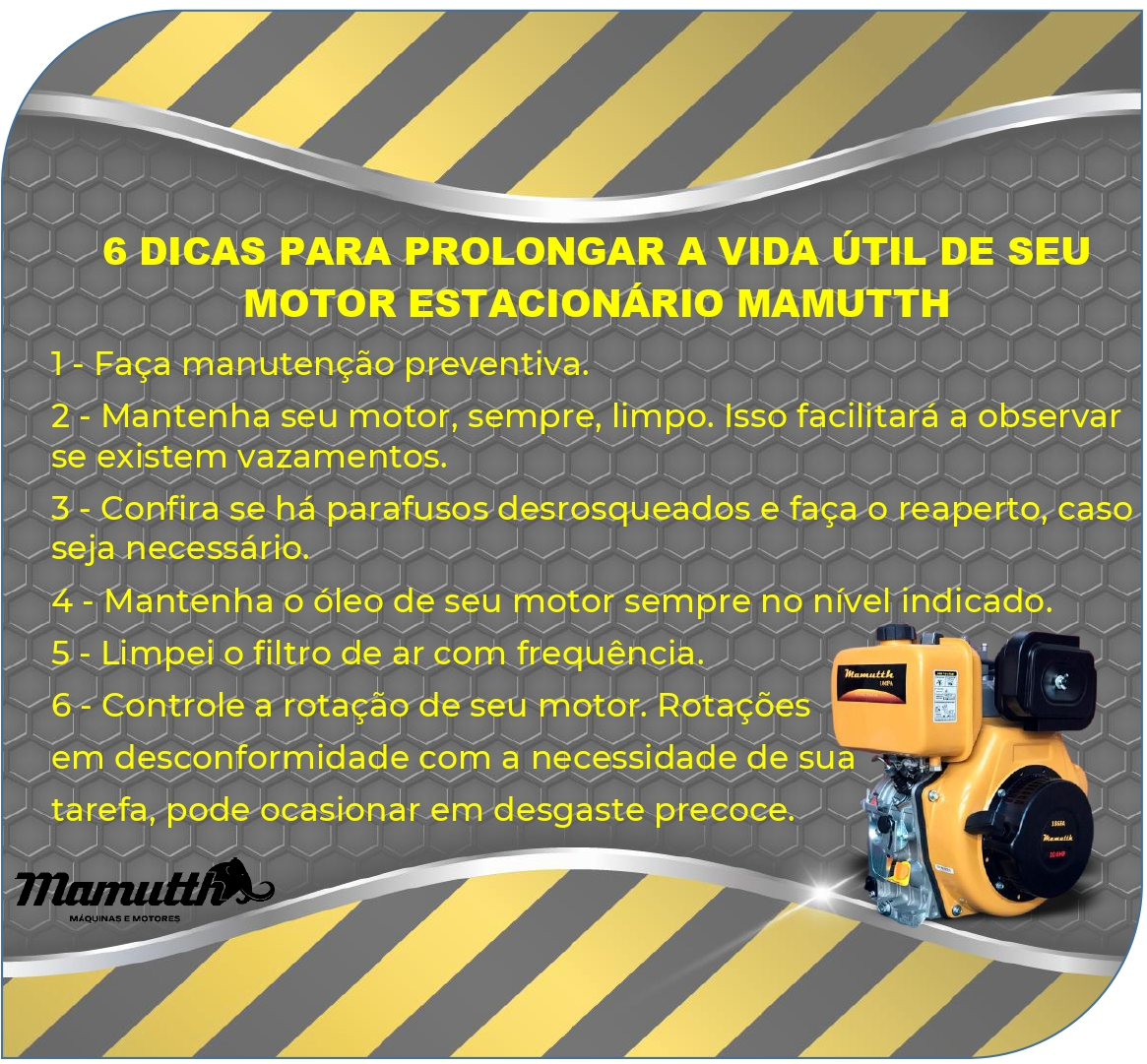 6 DICAS PARA PROLONGAR A VIDA ÚTIL DE SEU MOTOR ESTACIONÁRIO MAMUTTH
