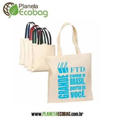 Sacola em algodão crú com alça em algodão - Foto 1