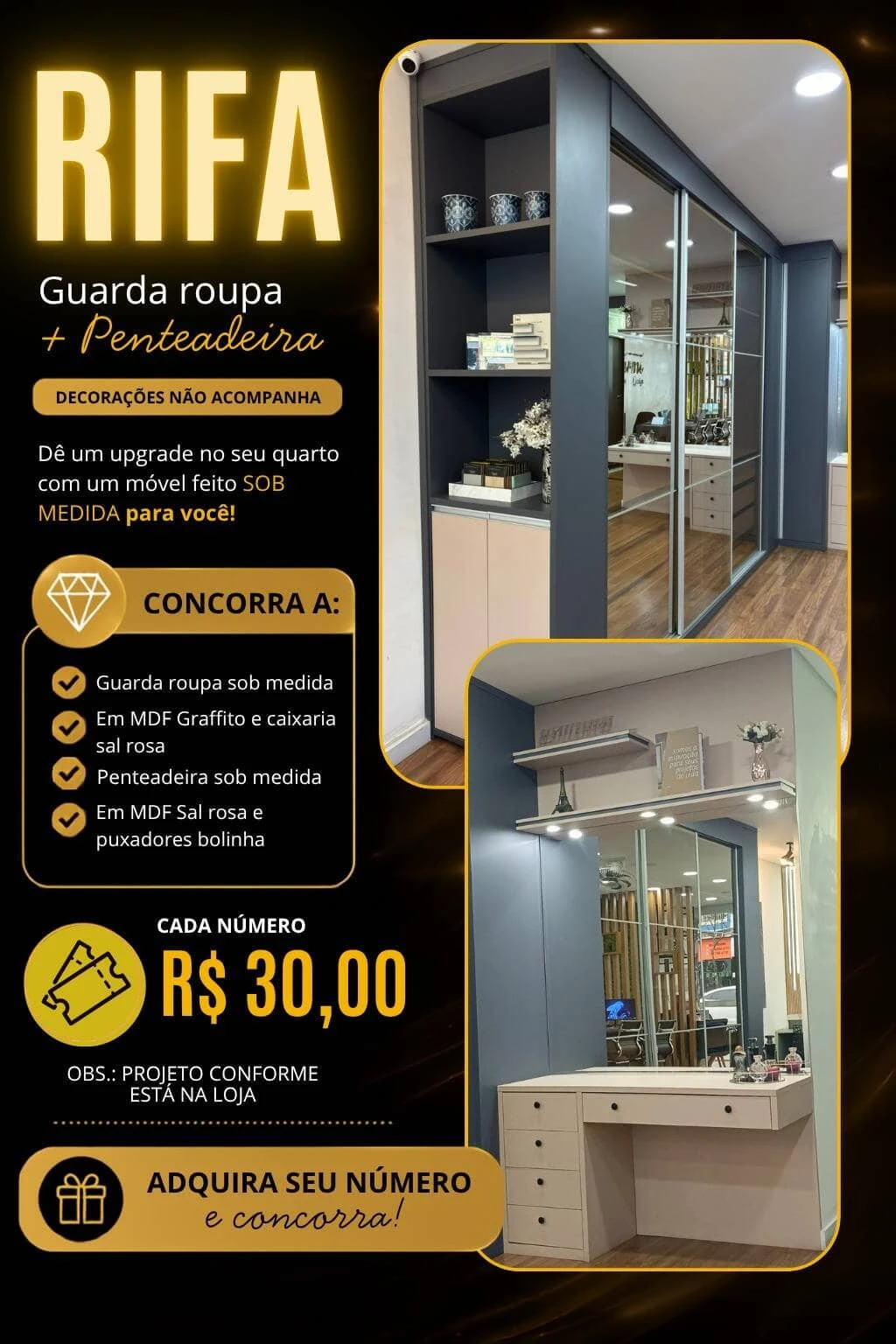 Rifa Guarda-Roupa Planejado + Penteadeira Sob Medida | Charme Design