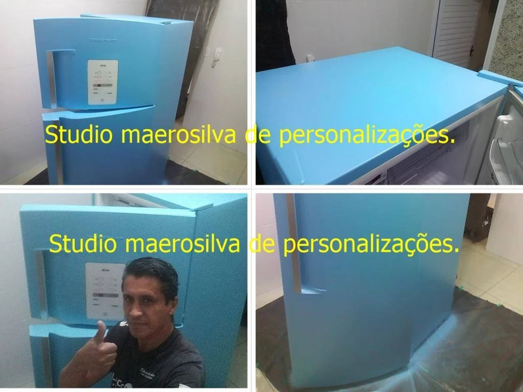 Maerosilva ao lado de sua criação.