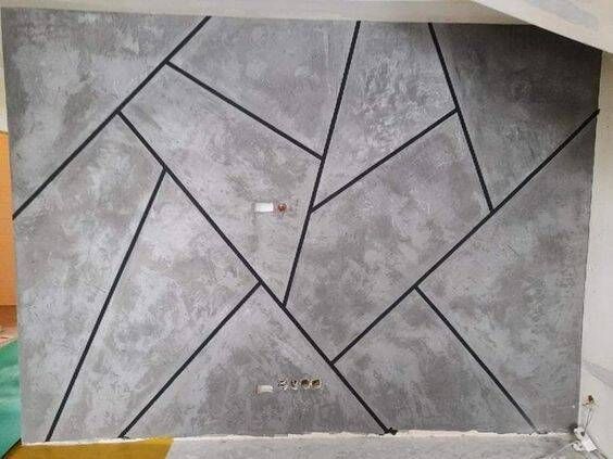 Parede gesso com efeito pedra.
