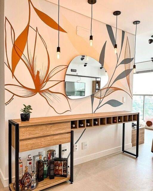 Parede com efeito foral.