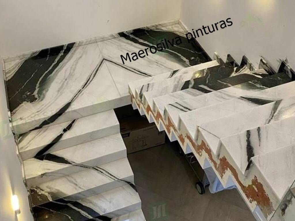 Escada concreto com efeito mármore