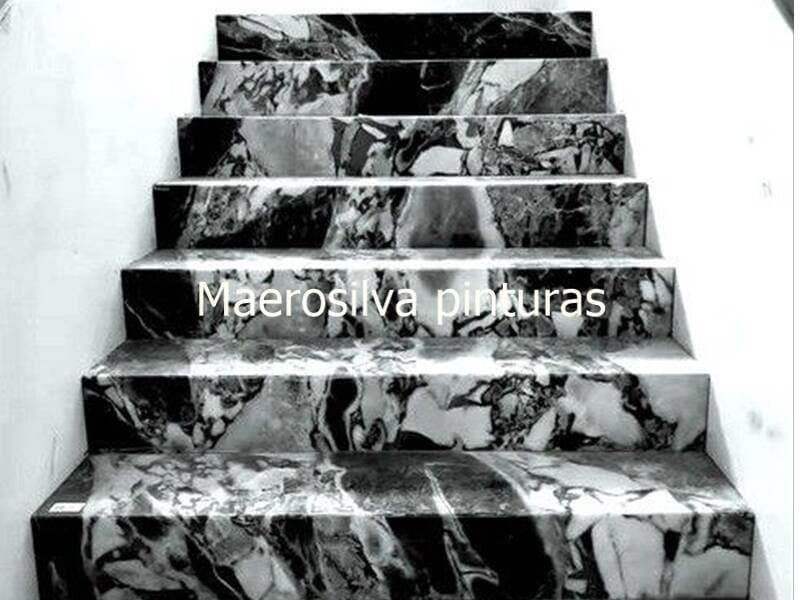 Pintura efeito ´mármore preto.