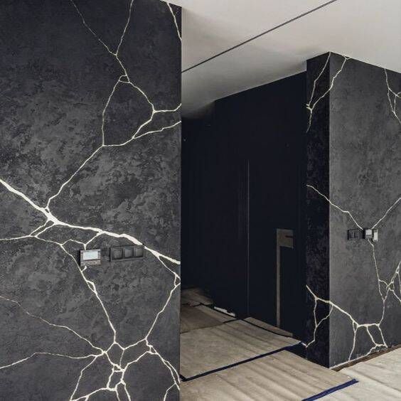 Paredes gesso imitando mármore.