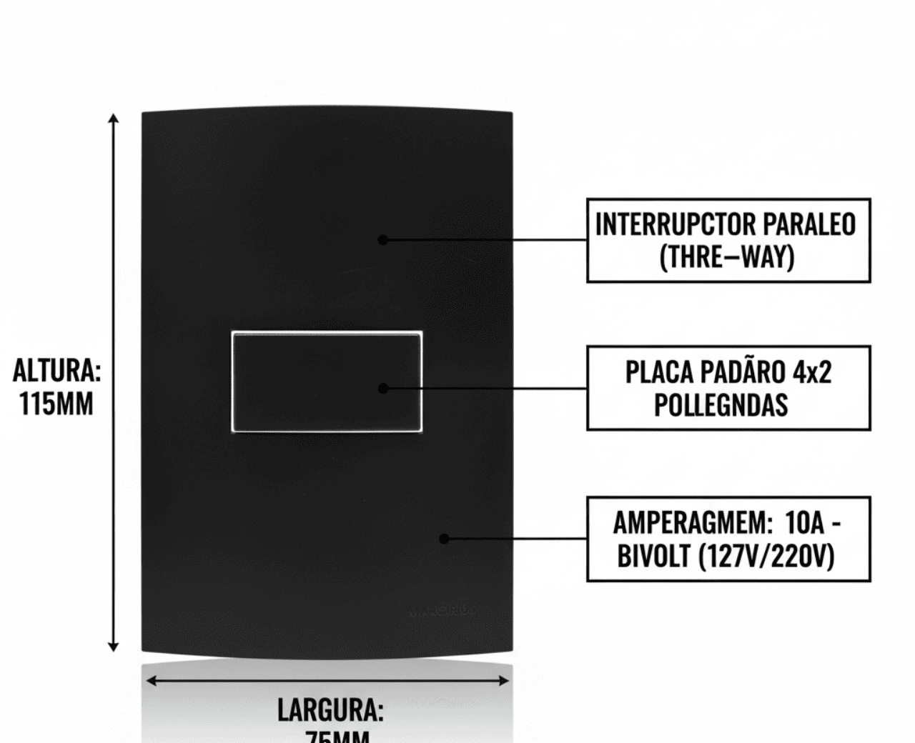 Interruptor Three Way Preto Fosco - Foto 3