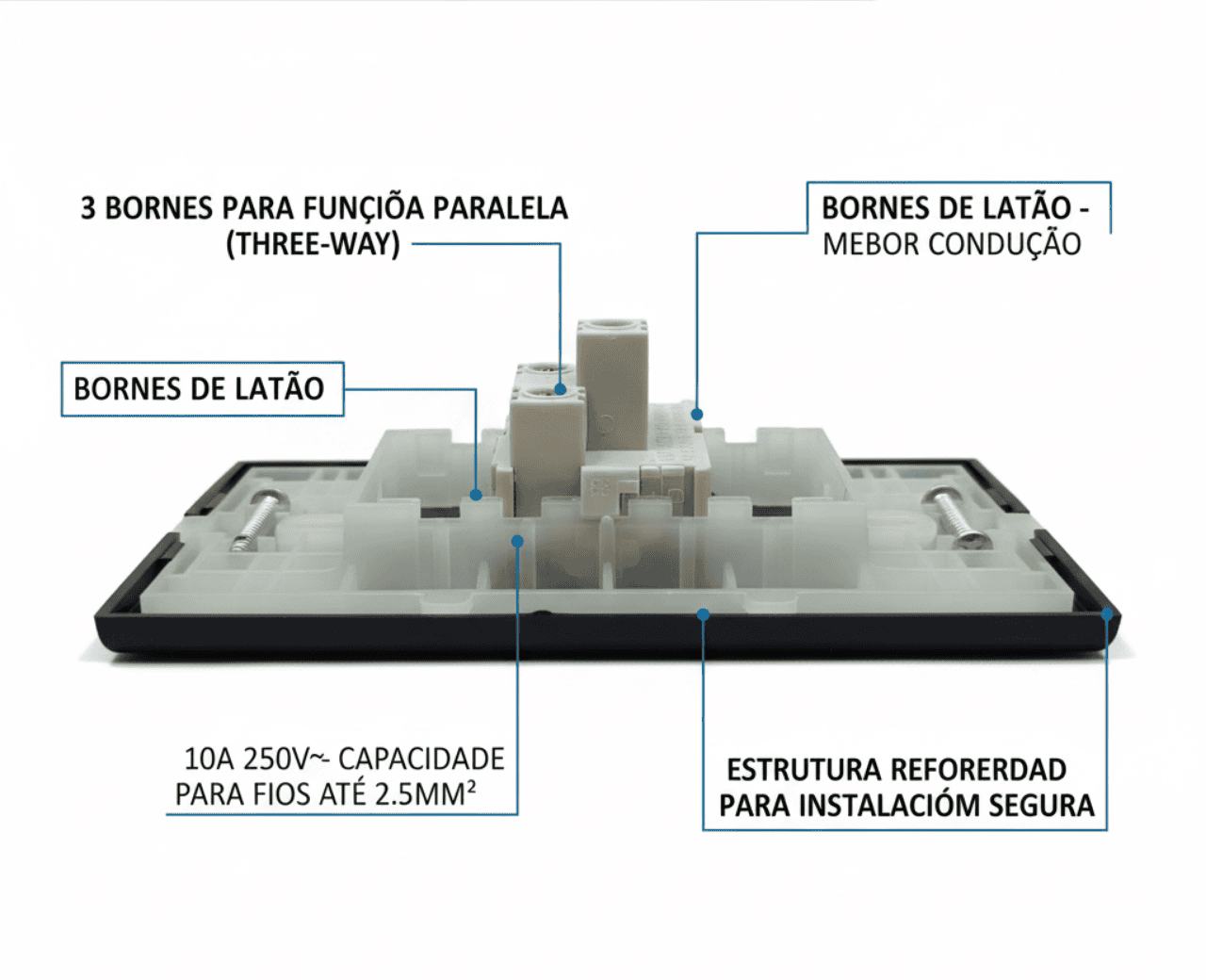 Interruptor Three Way Preto Fosco - Foto 5