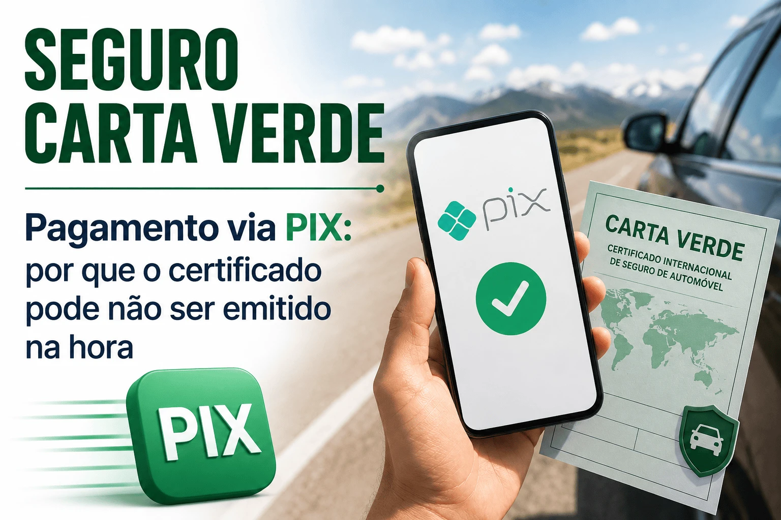 Pagamento via PIX do Seguro Carta Verde: quando o certificado é emitido?