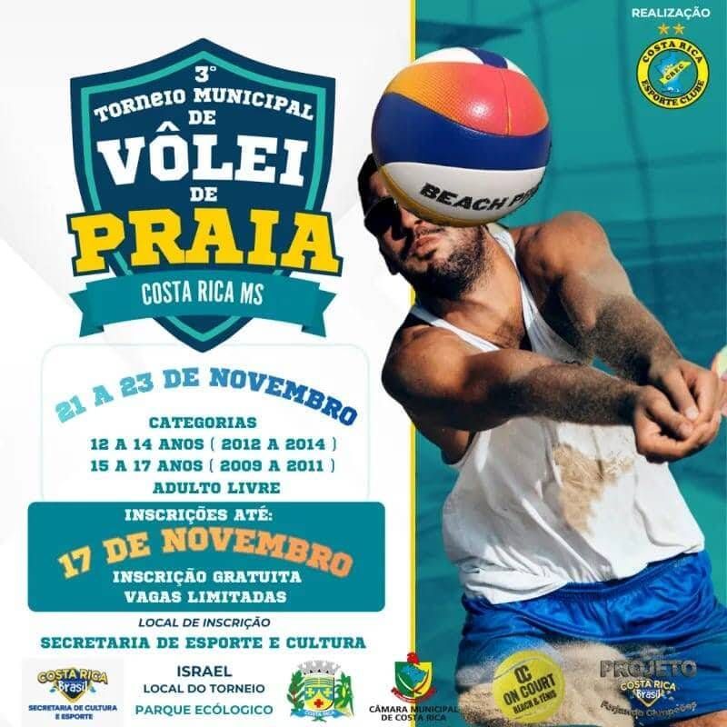 Costa Rica, MS, abre inscrição para o 3º Torneio Municipal de Vôlei de Praia; Veja mais informações