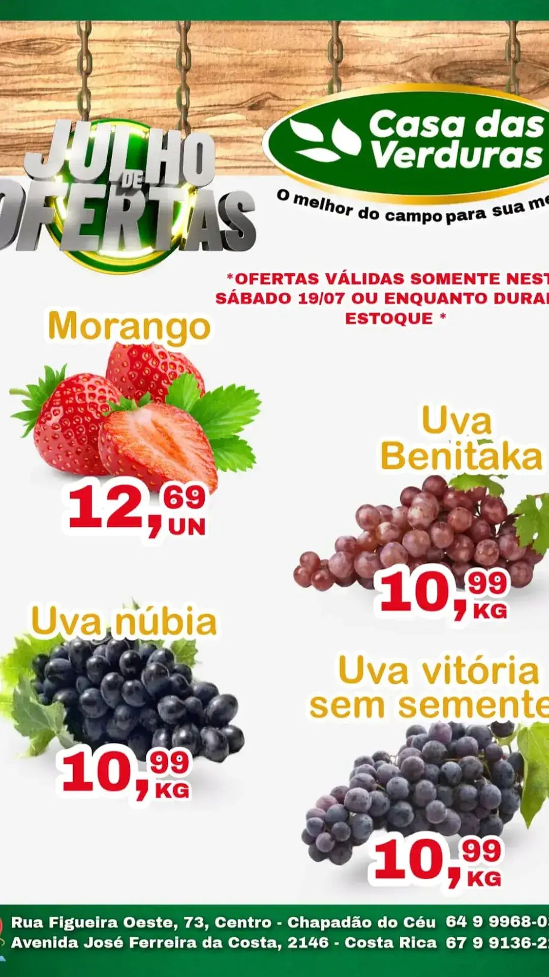 Hoje é sábado! Corra que ainda dá tempo de você aproveitar as ofertas da Casa das Verduras.