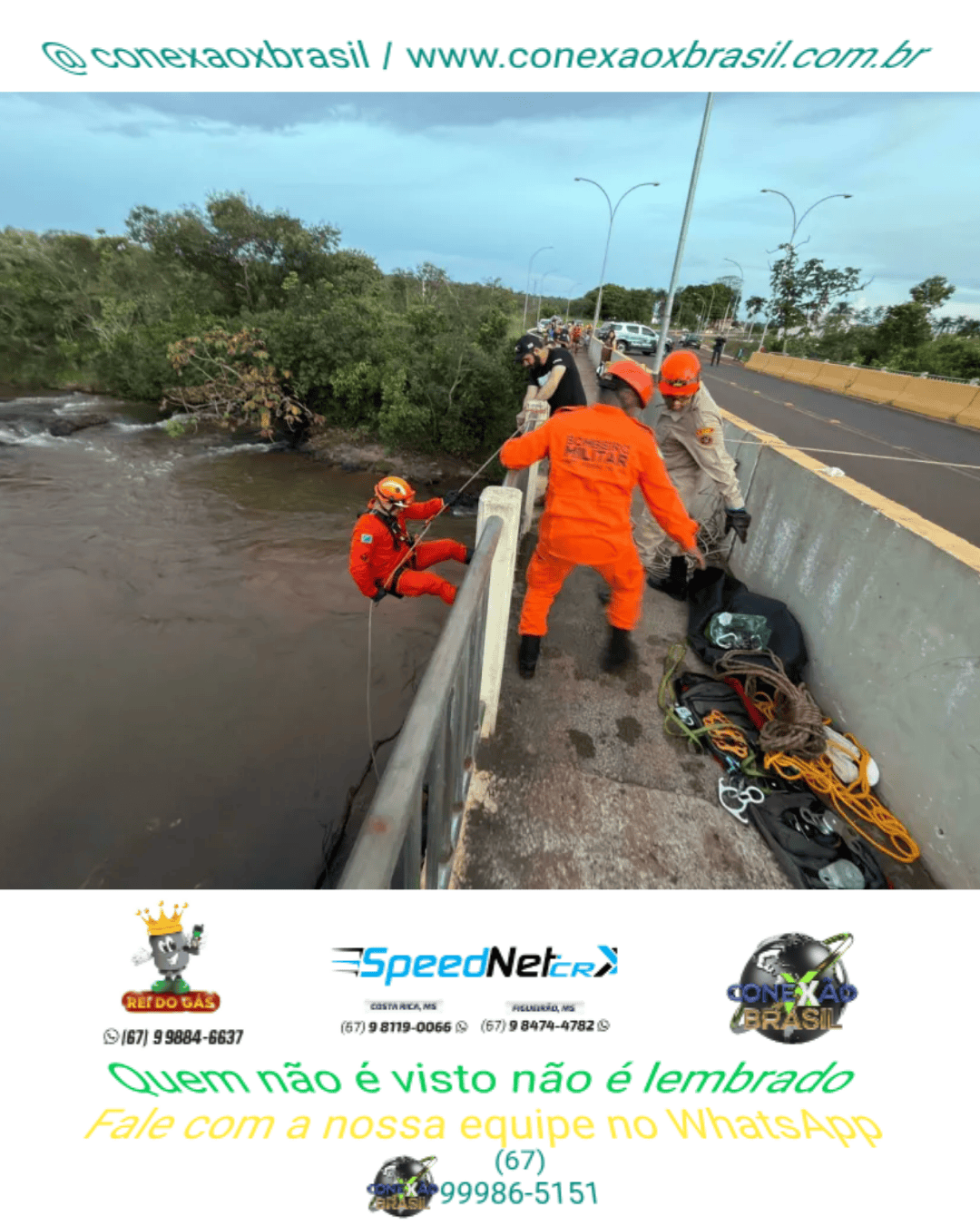 Homem se joga da ponte do Rio Sucuriú após discussão com a esposa em Costa Rica, MS