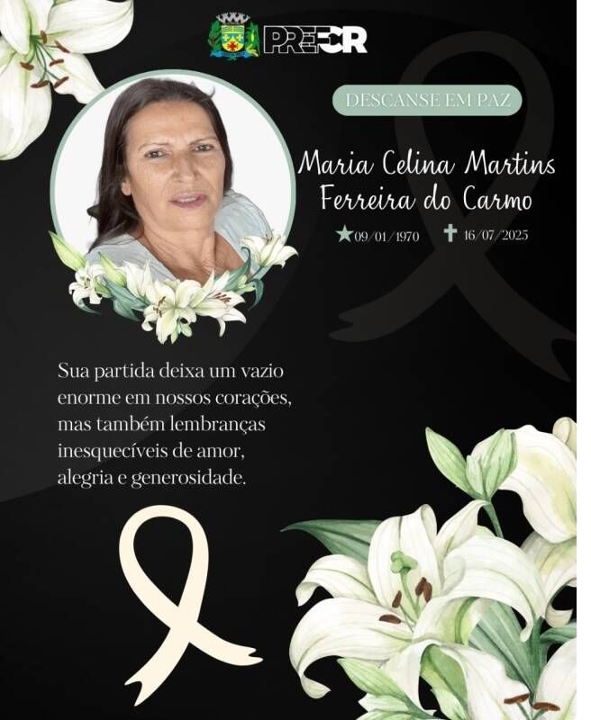 Nota de Pesar pelo falecimento da servidora autônoma Maria Celina Martins Ferreira do Carmo