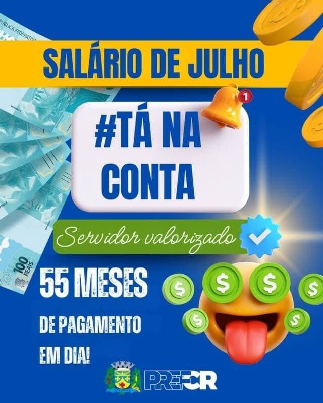 Prefeitura de Costa Rica antecipa e paga os Salários de Julho dos servidores municipais