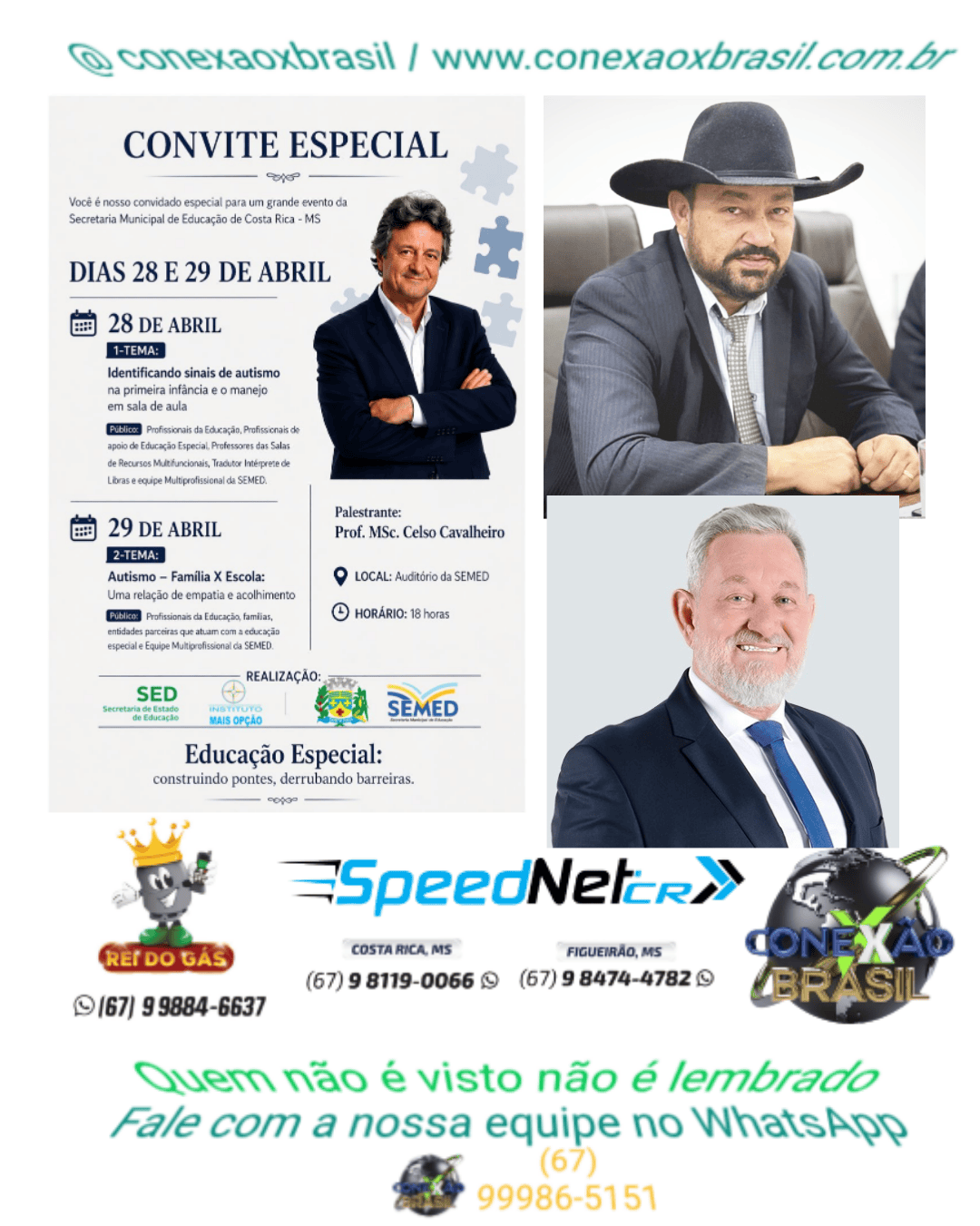 Vereador Popó faz indicação ao deputado Antonio Vaz, e uma palestra sobre autismo ocorrerá nos dias 28/04 e 29/04, às 18h, no auditório da SEMED