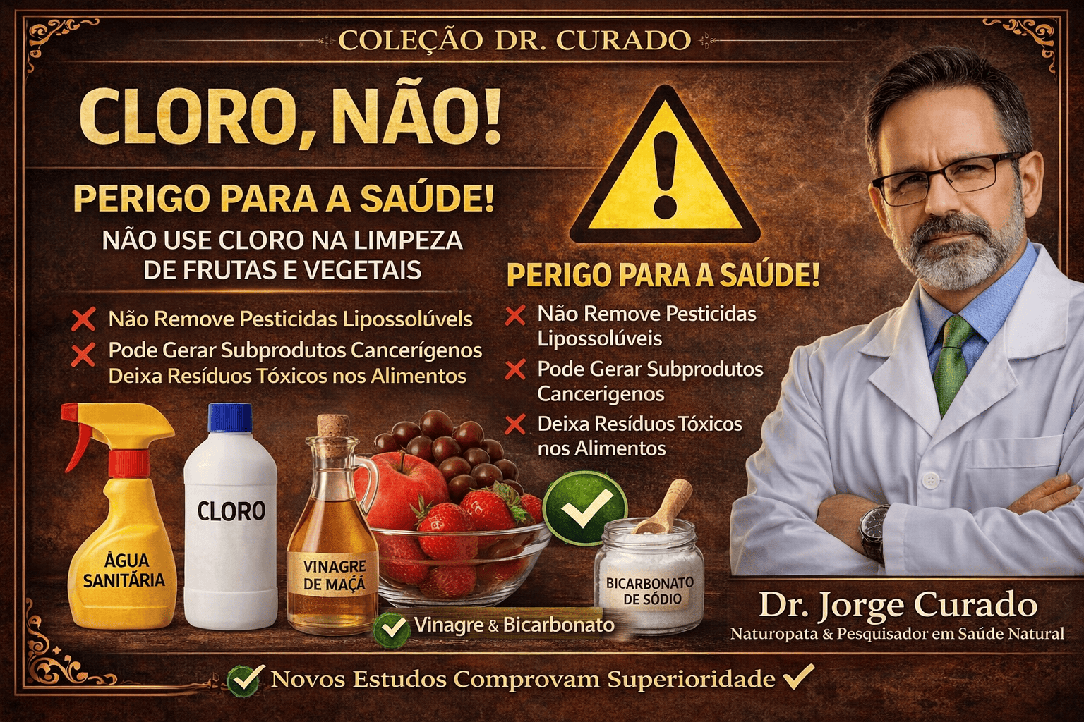 Os Perigos Ocultos de Higienizar Frutas e Vegetais com Cloro, Água Sanitária e Produtos Químicos