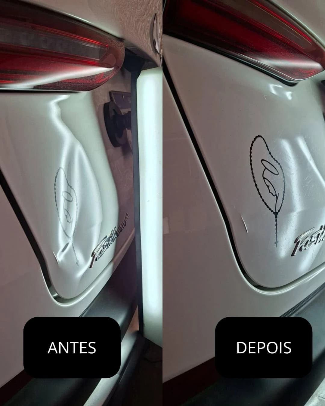Amassado tampa traseira Fastback
