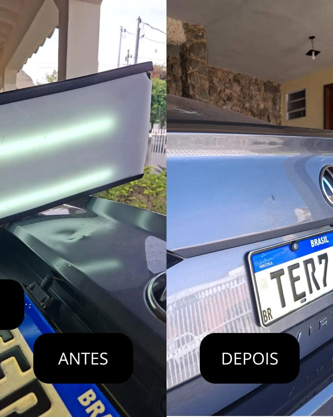 Amassado tampa traseira virtus
