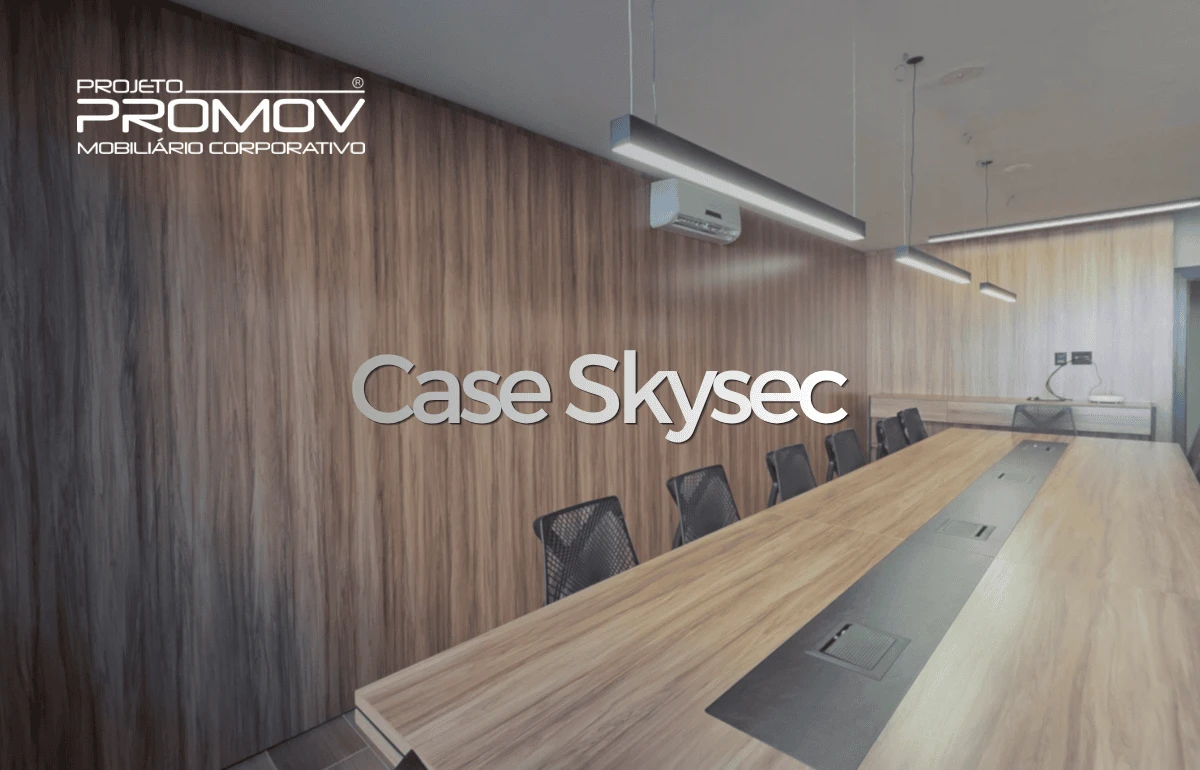 Um mobiliário corporativo planejado para o escritório da Skysec em Pinheiros, São Paulo