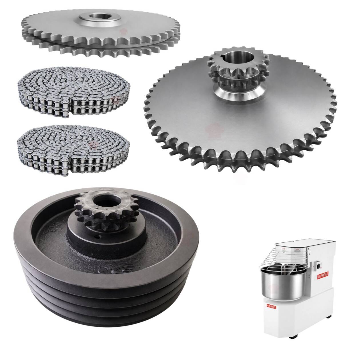 KIT ENGRENAGENS POLIA CORRENTE MASSEIRA AE40 AE60 - Foto 1