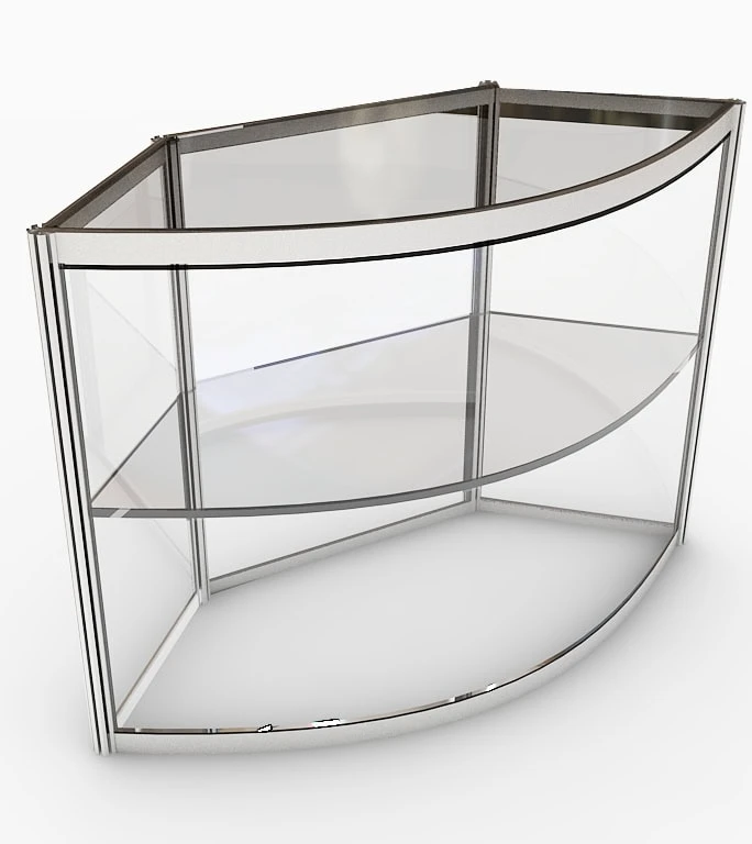 Balcão vitrine de 1,54m x 0,50m x 1,05m.
